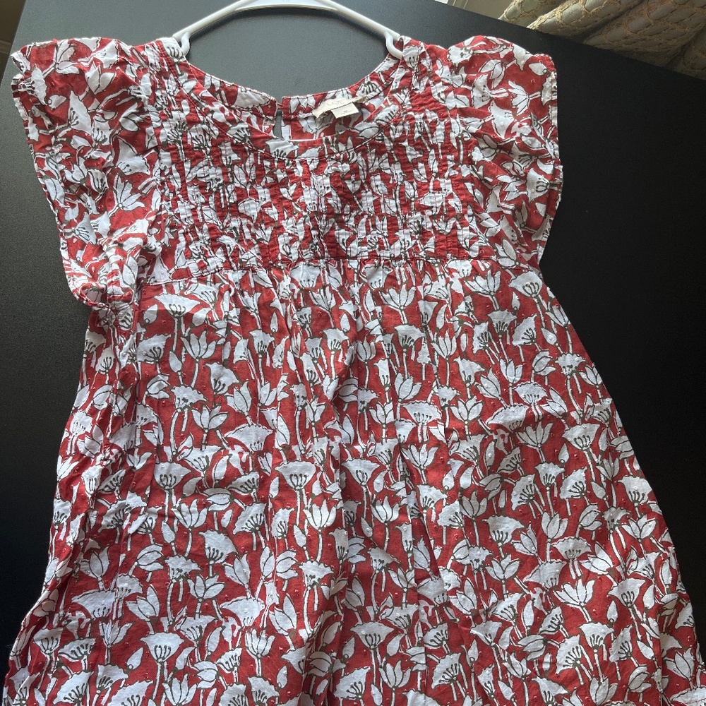 Loft baby doll float top with ruffle cap sleeve